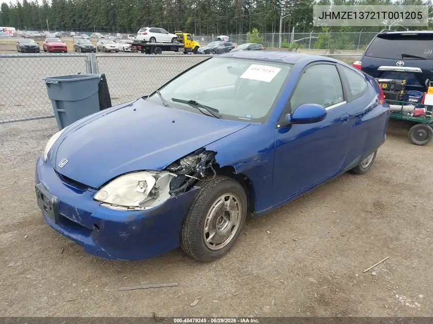 2001 Honda Insight VIN: JHMZE13721T001205 Lot: 45479245