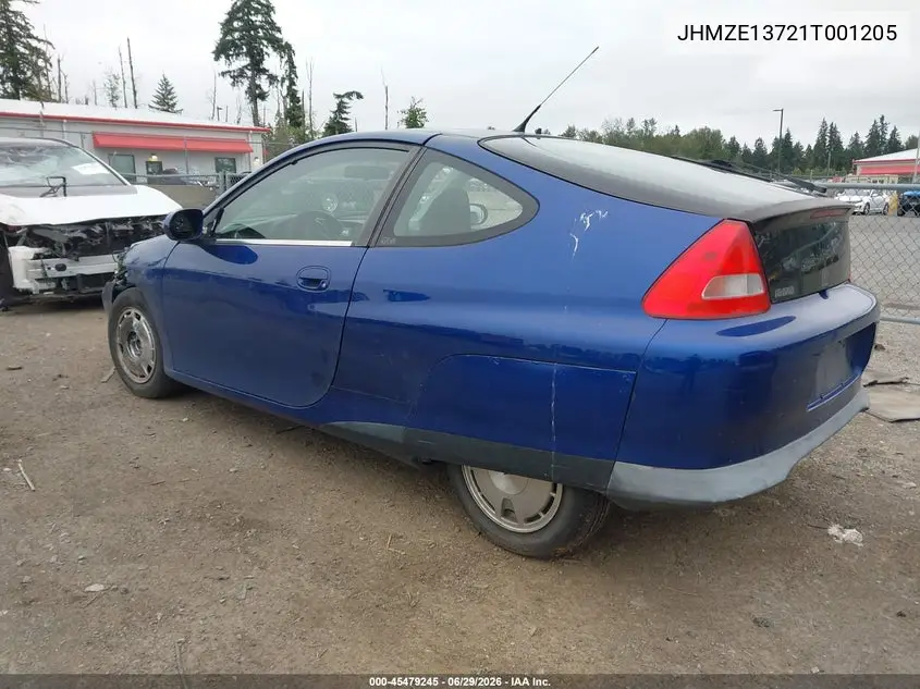 2001 Honda Insight VIN: JHMZE13721T001205 Lot: 45479245