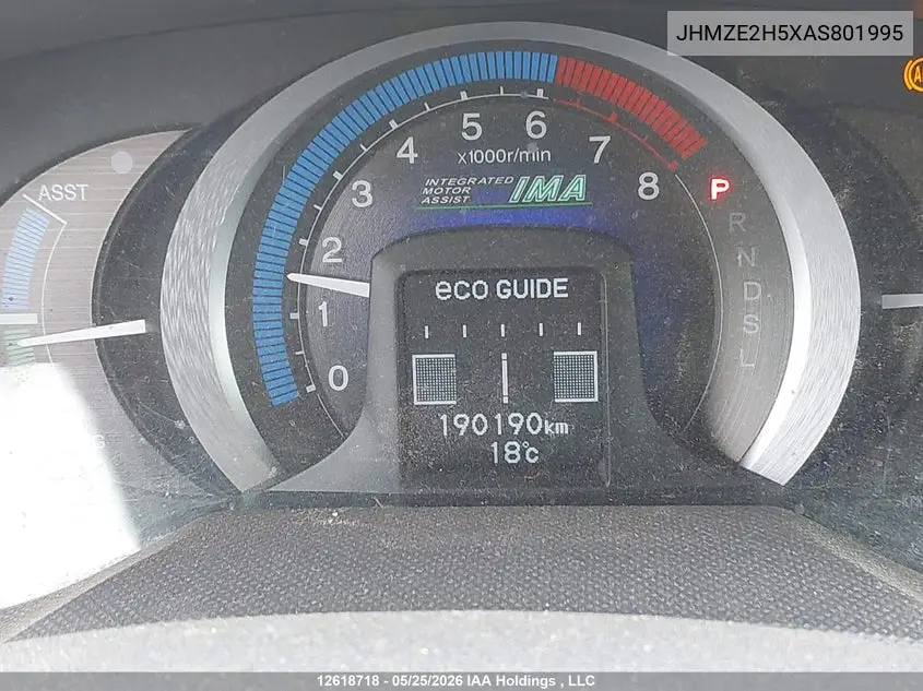 2010 Honda Insight Lx VIN: JHMZE2H5XAS801995 Lot: 12618718