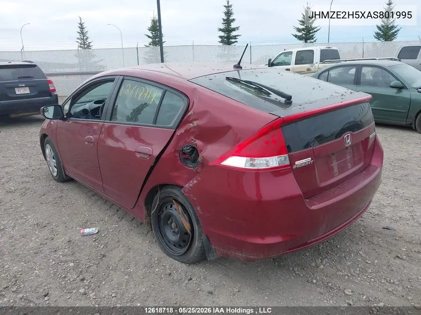 2010 Honda Insight Lx VIN: JHMZE2H5XAS801995 Lot: 12618718