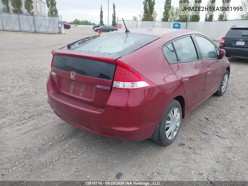 2010 Honda Insight Lx VIN: JHMZE2H5XAS801995 Lot: 12618718