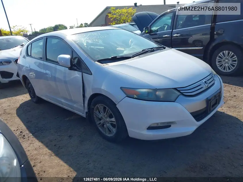 2010 Honda Insight Ex VIN: JHMZE2H76AS801980 Lot: 12627481