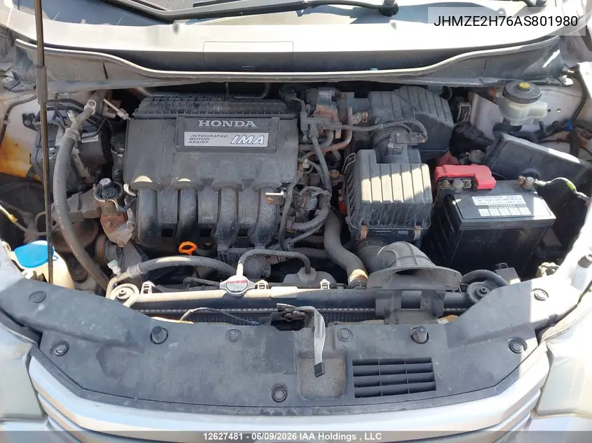 2010 Honda Insight Ex VIN: JHMZE2H76AS801980 Lot: 12627481
