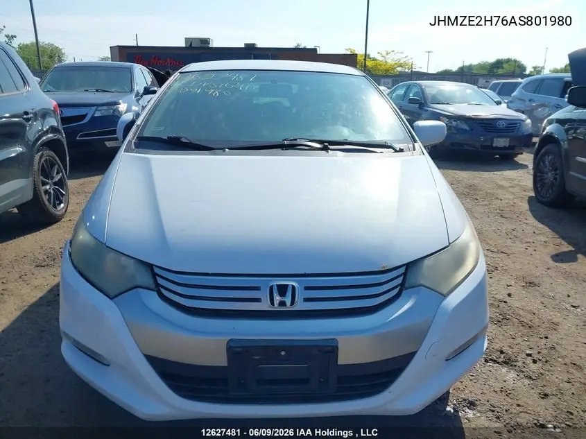 2010 Honda Insight Ex VIN: JHMZE2H76AS801980 Lot: 12627481
