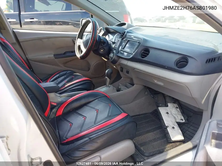 2010 Honda Insight Ex VIN: JHMZE2H76AS801980 Lot: 12627481