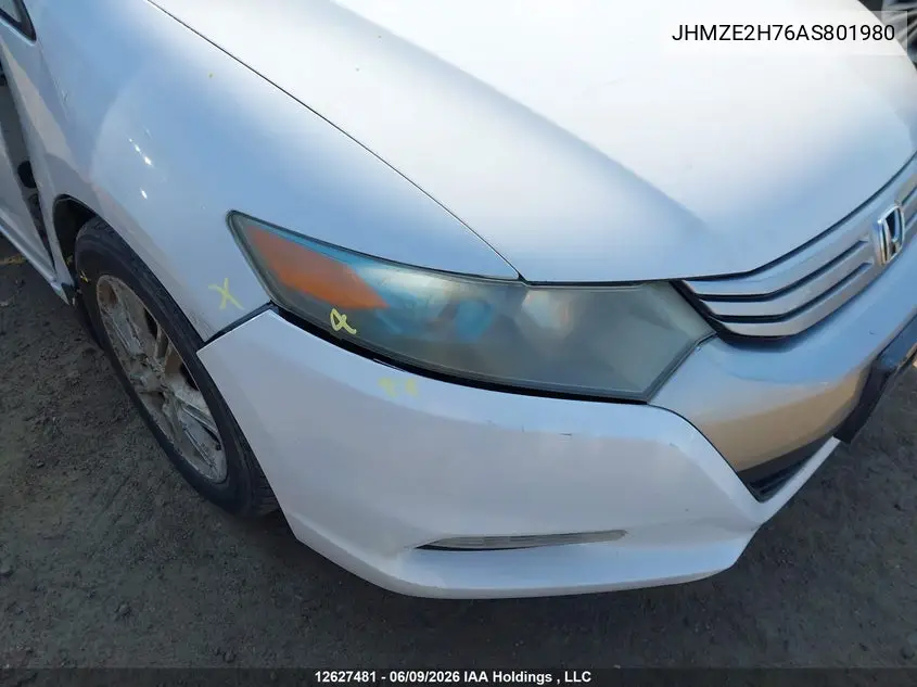 2010 Honda Insight Ex VIN: JHMZE2H76AS801980 Lot: 12627481