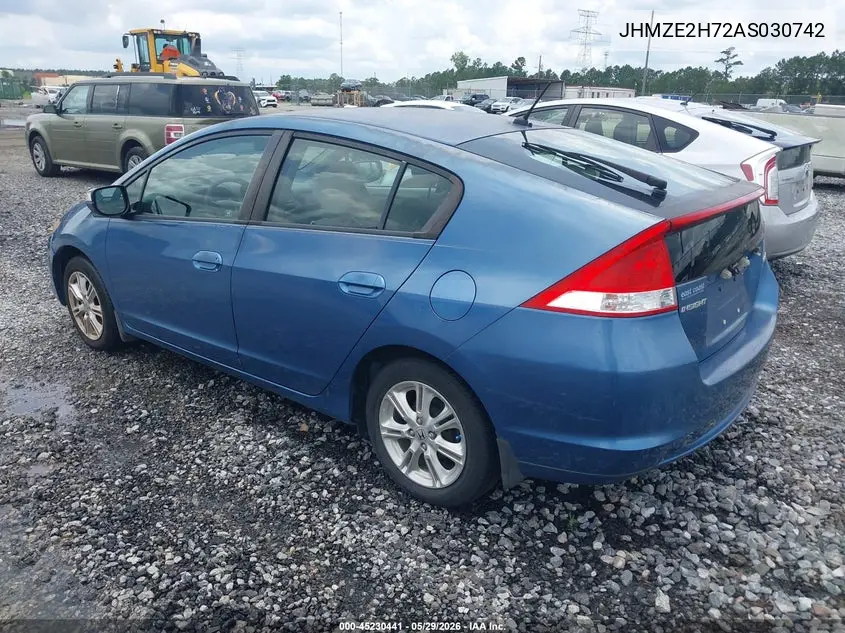 2010 Honda Insight Ex VIN: JHMZE2H72AS030742 Lot: 45230441