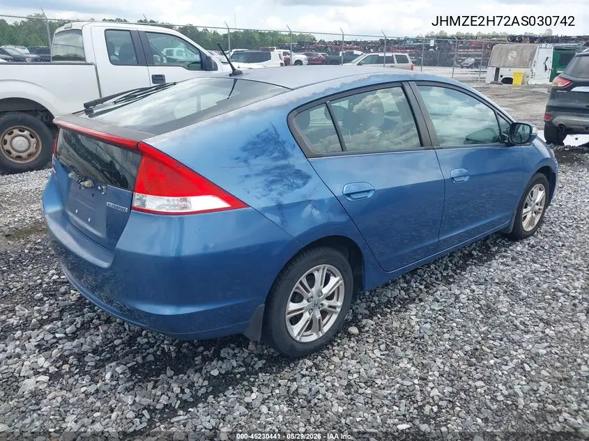 2010 Honda Insight Ex VIN: JHMZE2H72AS030742 Lot: 45230441