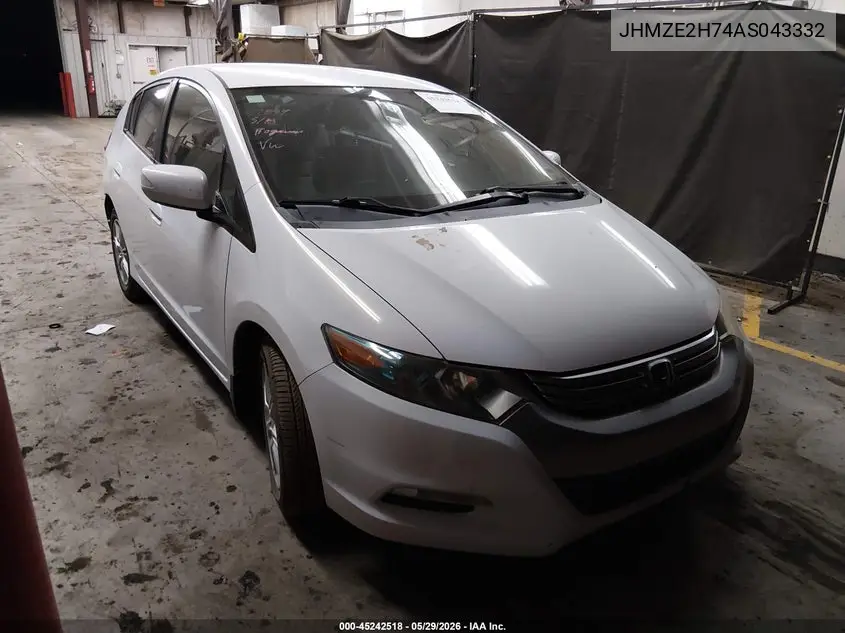 2010 Honda Insight Ex VIN: JHMZE2H74AS043332 Lot: 45242518