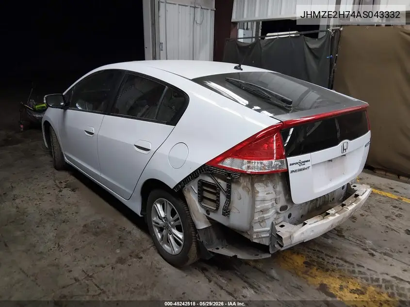 2010 Honda Insight Ex VIN: JHMZE2H74AS043332 Lot: 45242518