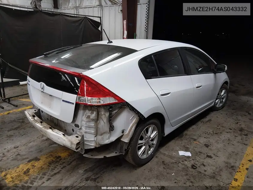2010 Honda Insight Ex VIN: JHMZE2H74AS043332 Lot: 45242518