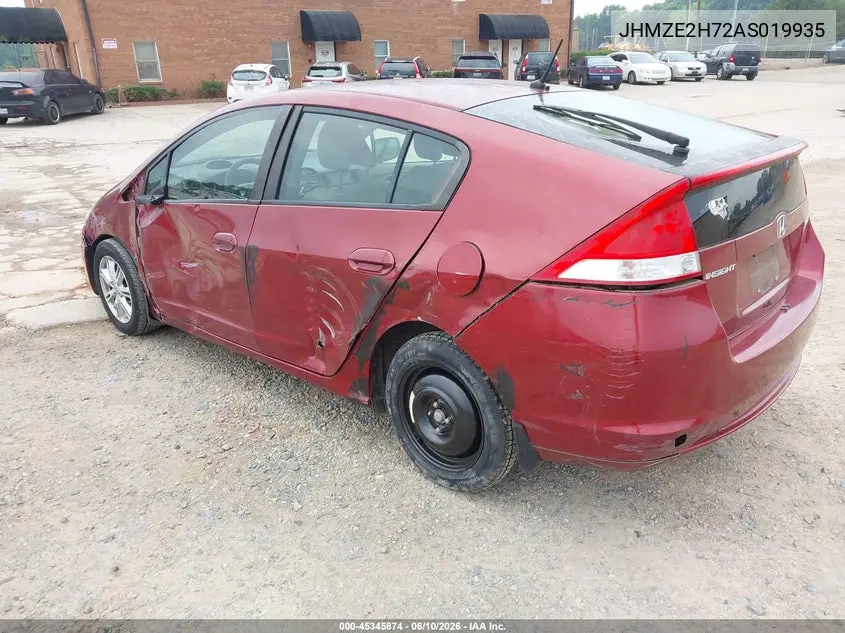 2010 Honda Insight Ex VIN: JHMZE2H72AS019935 Lot: 45345874