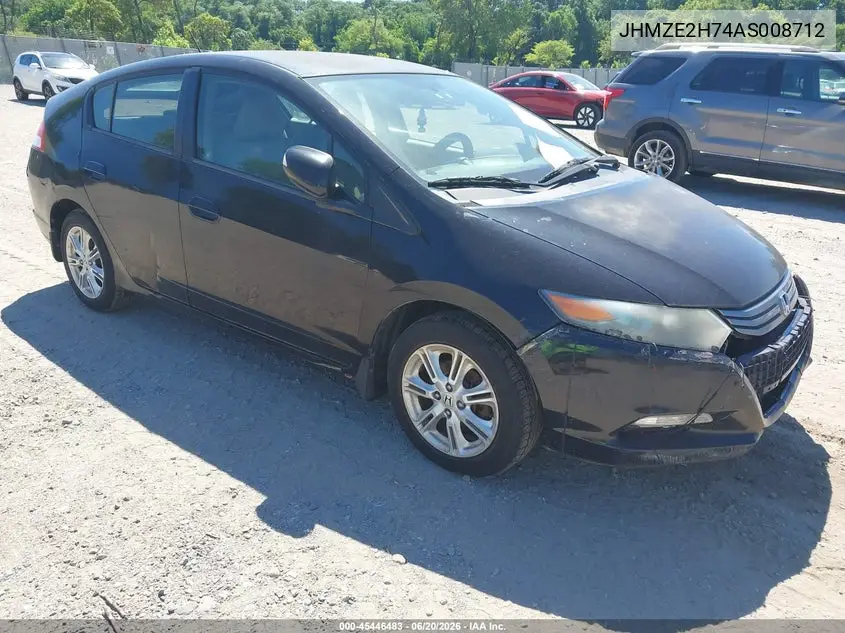 2010 Honda Insight Ex VIN: JHMZE2H74AS008712 Lot: 45446483