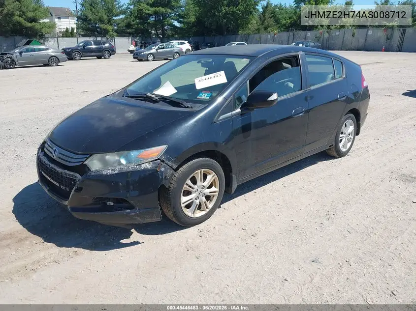 2010 Honda Insight Ex VIN: JHMZE2H74AS008712 Lot: 45446483