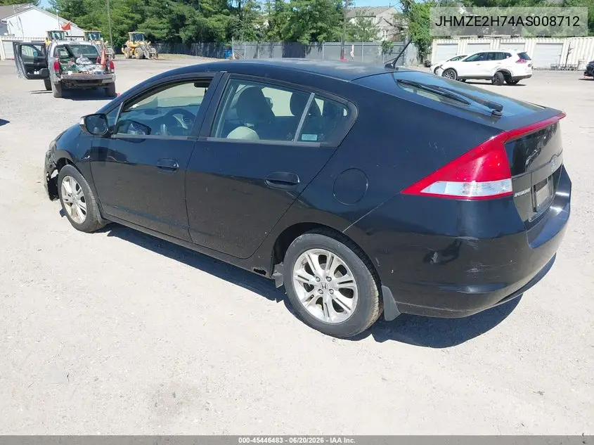 2010 Honda Insight Ex VIN: JHMZE2H74AS008712 Lot: 45446483