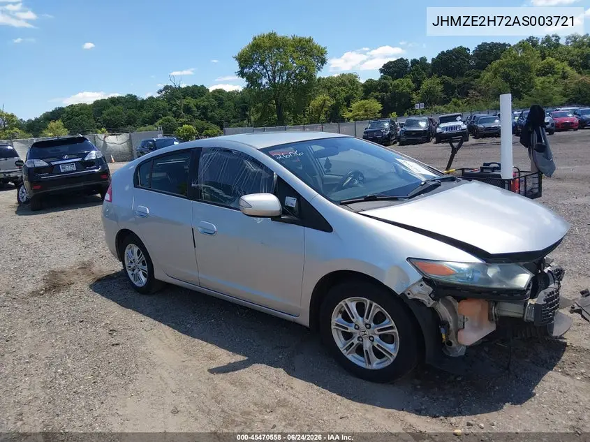 2010 Honda Insight Ex VIN: JHMZE2H72AS003721 Lot: 45470558
