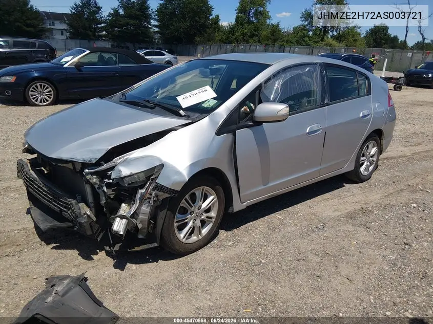 2010 Honda Insight Ex VIN: JHMZE2H72AS003721 Lot: 45470558