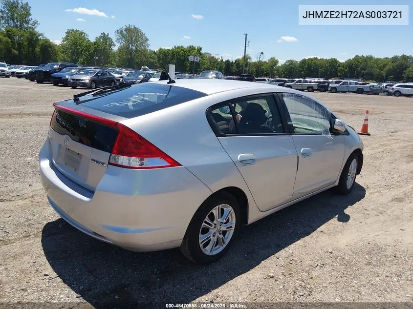 2010 Honda Insight Ex VIN: JHMZE2H72AS003721 Lot: 45470558