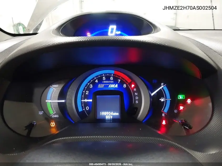2010 Honda Insight Ex VIN: JHMZE2H70AS002504 Lot: 45495473