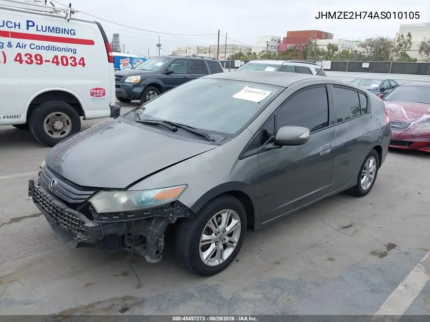2010 Honda Insight Ex VIN: JHMZE2H74AS010105 Lot: 45497273