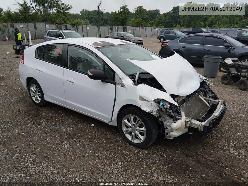 2010 Honda Insight Ex VIN: JHMZE2H70AS012949 Lot: 45538747