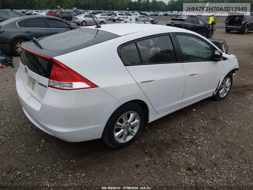 2010 Honda Insight Ex VIN: JHMZE2H70AS012949 Lot: 45538747