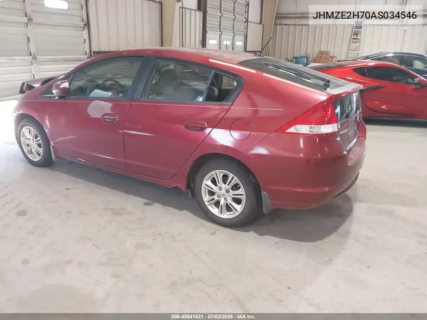 2010 Honda Insight Ex VIN: JHMZE2H70AS034546 Lot: 45541631