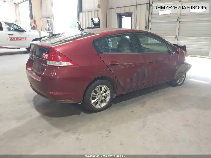 2010 Honda Insight Ex VIN: JHMZE2H70AS034546 Lot: 45541631