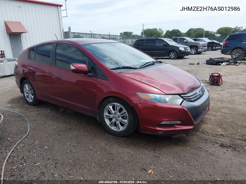 2010 Honda Insight Ex VIN: JHMZE2H76AS012986 Lot: 45542159