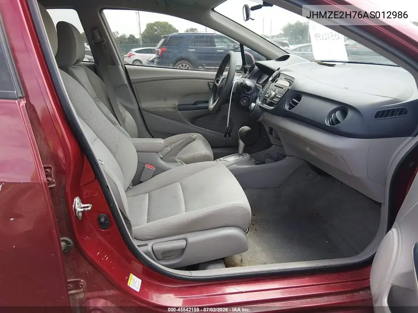 2010 Honda Insight Ex VIN: JHMZE2H76AS012986 Lot: 45542159