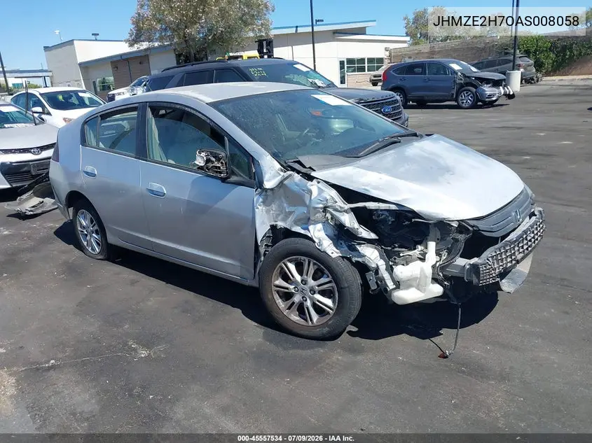 2010 Honda Insight Ex VIN: JHMZE2H7OAS008058 Lot: 45557534