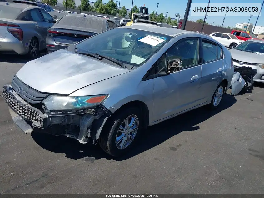 2010 Honda Insight Ex VIN: JHMZE2H7OAS008058 Lot: 45557534