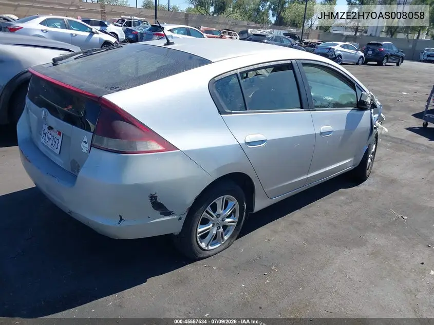 2010 Honda Insight Ex VIN: JHMZE2H7OAS008058 Lot: 45557534