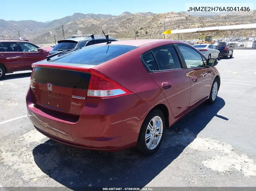 2010 Honda Insight Ex VIN: JHMZE2H76AS041436 Lot: 45573487