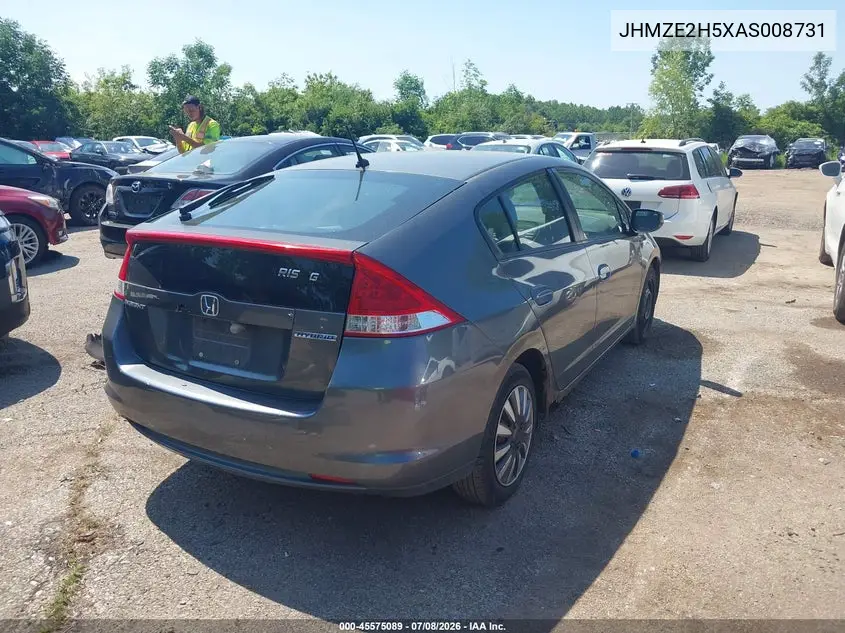 2010 Honda Insight Lx VIN: JHMZE2H5XAS008731 Lot: 45575089