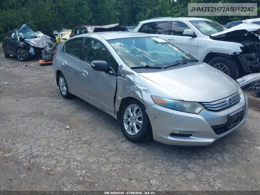 2010 Honda Insight Ex VIN: JHMZE2H72AS012242 Lot: 45588140