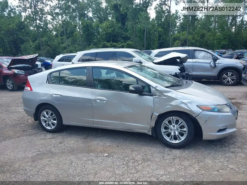 2010 Honda Insight Ex VIN: JHMZE2H72AS012242 Lot: 45588140