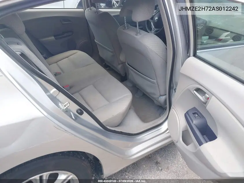 2010 Honda Insight Ex VIN: JHMZE2H72AS012242 Lot: 45588140