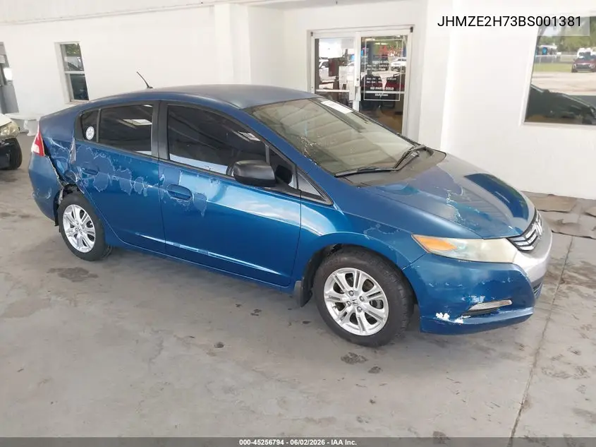 2011 Honda Insight Ex VIN: JHMZE2H73BS001381 Lot: 45256794