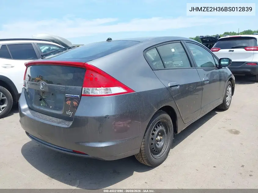 2011 Honda Insight VIN: JHMZE2H36BS012839 Lot: 45321890