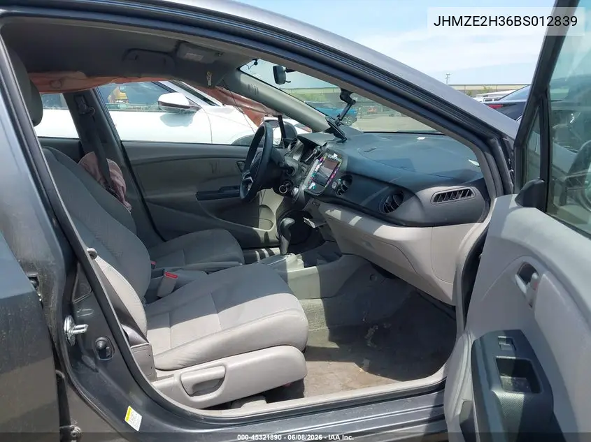 2011 Honda Insight VIN: JHMZE2H36BS012839 Lot: 45321890
