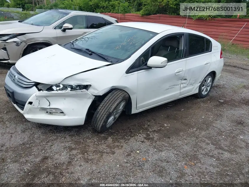 2011 Honda Insight Ex VIN: JHMZE2H76BS001391 Lot: 45465264