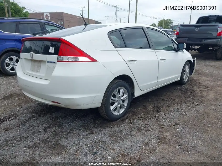 2011 Honda Insight Ex VIN: JHMZE2H76BS001391 Lot: 45465264