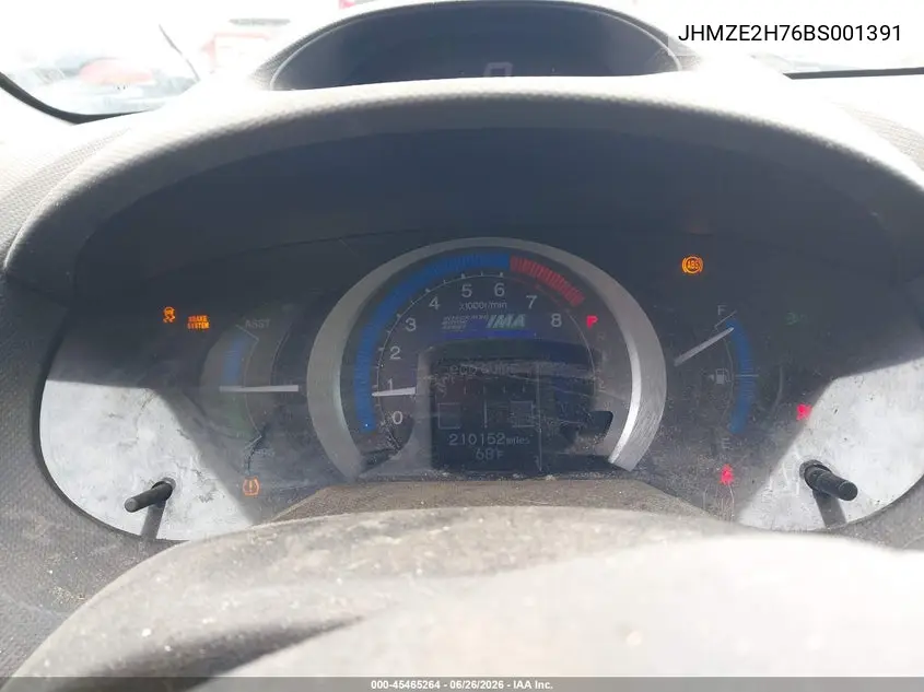 2011 Honda Insight Ex VIN: JHMZE2H76BS001391 Lot: 45465264