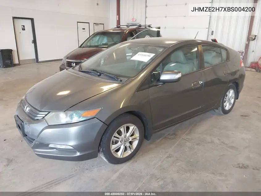 2011 Honda Insight Ex VIN: JHMZE2H7XBS004200 Lot: 45500250