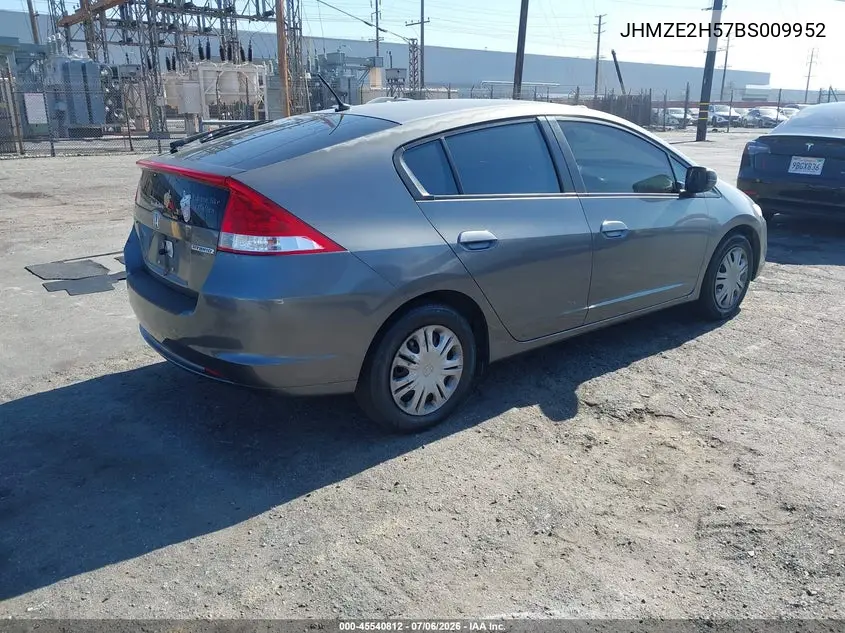 2011 Honda Insight Lx VIN: JHMZE2H57BS009952 Lot: 45540812