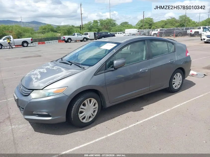 2011 Honda Insight Lx VIN: JHMZE2H57BS010342 Lot: 45674500