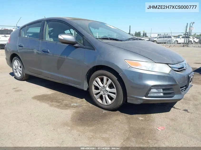 2012 Honda Insight Ex VIN: JHMZE2H7XCS000777 Lot: 45638391