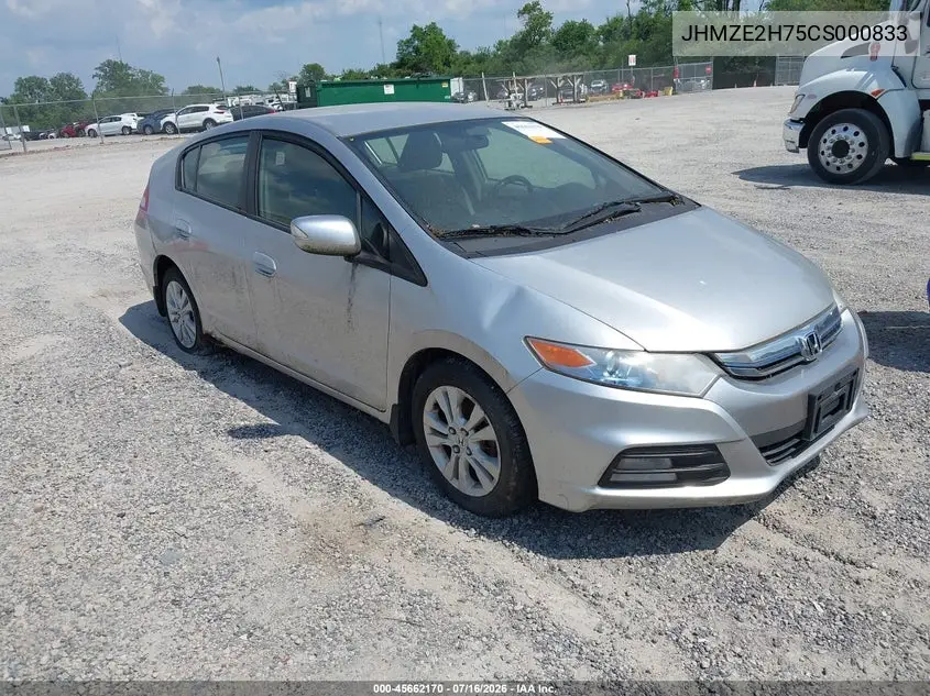 2012 Honda Insight Ex VIN: JHMZE2H75CS000833 Lot: 45662170
