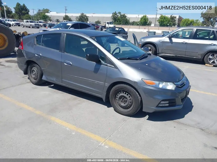 2014 Honda Insight Lx VIN: JHMZE2H52ES000418 Lot: 45318886